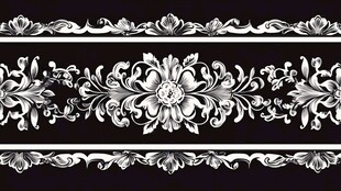 黑白复古花纹装饰图案