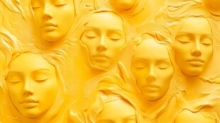 金色闭眼群像雕塑艺术