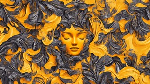 梦幻人脸与色彩漩涡图案