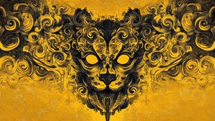 金色华丽猫形艺术图案