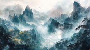 水墨山水间的诗意仙境