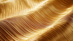 金色波浪纹理织物特写