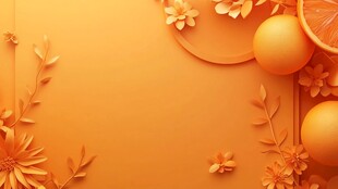 橙黄花卉水果创意背景图