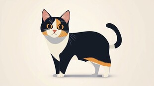 可爱三色猫咪插画