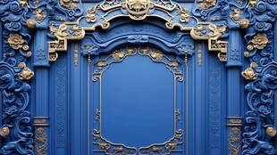 蓝色雕花门饰 尽显奢华