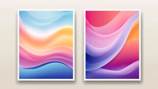 抽象渐变波浪艺术装饰画