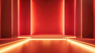 红色光效的科幻空间场景