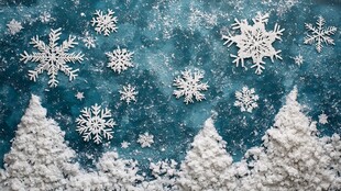 冬日雪景中的雪花与雪树