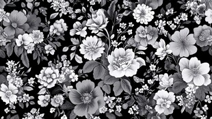 黑白花卉图案背景纹理