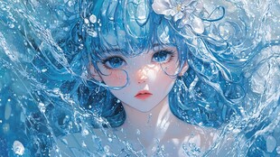 梦幻蓝发水漾少女