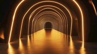 未来感霓虹光影隧道空间