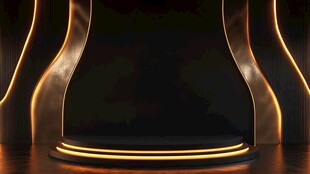 黑色舞台配金色光影效果