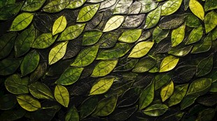 绿叶铺就的自然纹理墙面