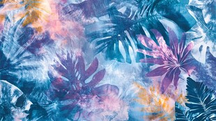 梦幻热带植物水彩图案