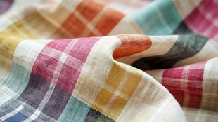 多彩格纹布料纹理特写