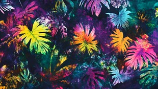 多彩热带植物印花图案