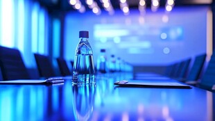 会议室中的透明水瓶