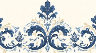 欧式蓝白经典花纹图案