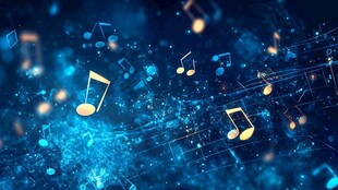 梦幻蓝色音乐元素背景图