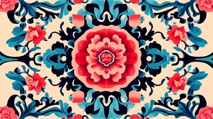 中式花卉几何图案精美纹饰