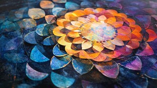 彩色花瓣组成的绚丽图案