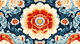 中式花卉图案精美纹饰