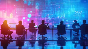 科技会议中的商务人士剪影