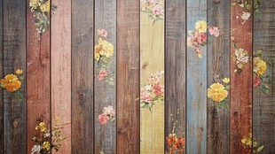 复古花卉木板墙面装饰