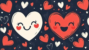 可爱双心浪漫图案背景