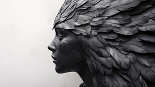羽饰头像雕塑 尽显神秘美感