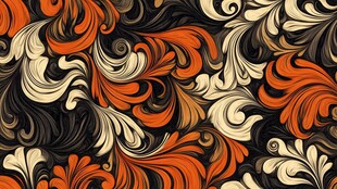 复古风花卉卷草纹图案