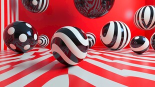 红白空间中的黑白几何球