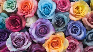 多彩绚丽的缤纷玫瑰花海