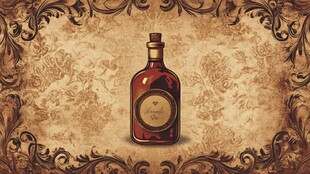 复古风酒瓶插画艺术图