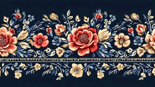 复古花卉刺绣花边图案