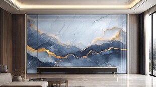 奢华山水风客厅电视背景墙