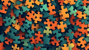 多彩拼图碎片图案背景