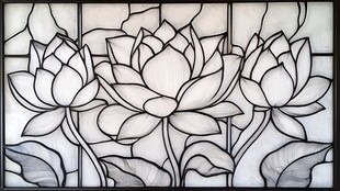 黑白莲花窗饰艺术图案