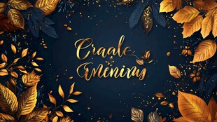 金秋落叶背景下的优雅文字