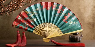 中式古典折扇与流苏装饰