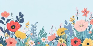 春日花卉插画背景