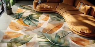 热带叶纹地毯 点亮家居空间
