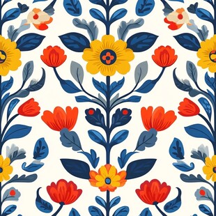 花卉图案无缝背景设计图