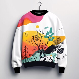 彩色手绘风图案休闲卫衣