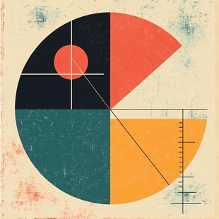 几何图形构成的复古风插画