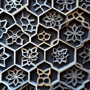 几何花卉金属镂空图案