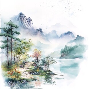 水墨山水间的静谧小径