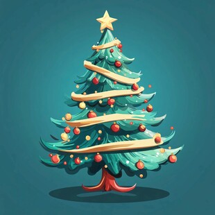 可爱卡通风格的圣诞树