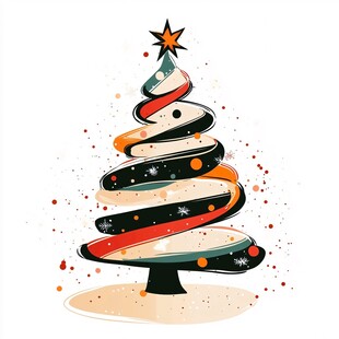 创意螺旋圣诞树插画设计