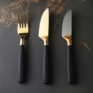 黑金餐具三件套展示